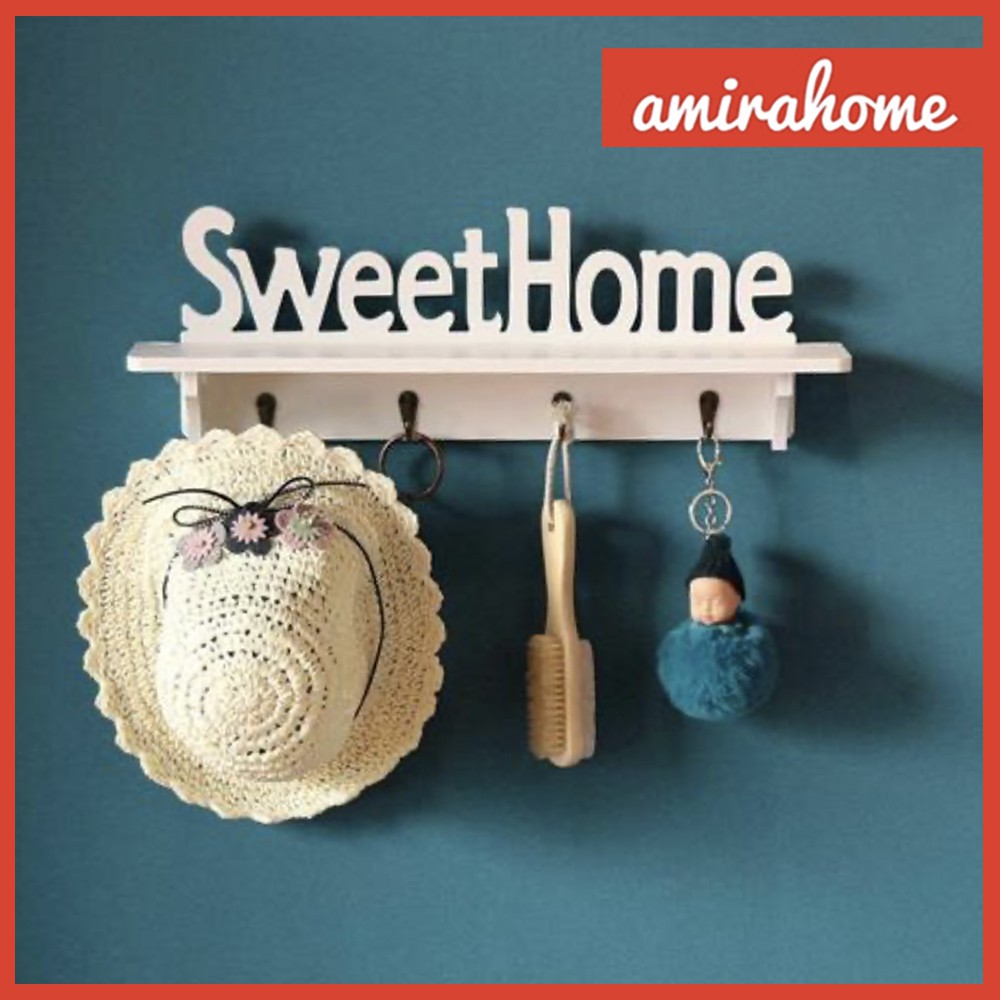 Rak dinding vintage SWEETHOME ( 4buah hook gantungan )