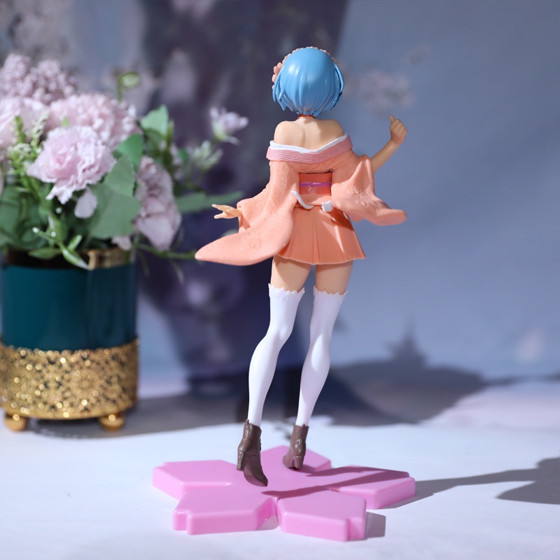 Re: Zero Starting Life In Another World Rem Sakura Kimono Warna Pink Mainan Action Figure Bahan PVC Untuk Koleksi