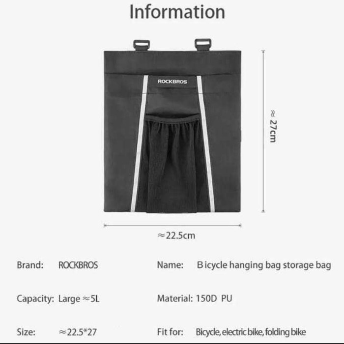 Rockbros D48 Bicycle storage Bag 5 L Capacity with reflective strip