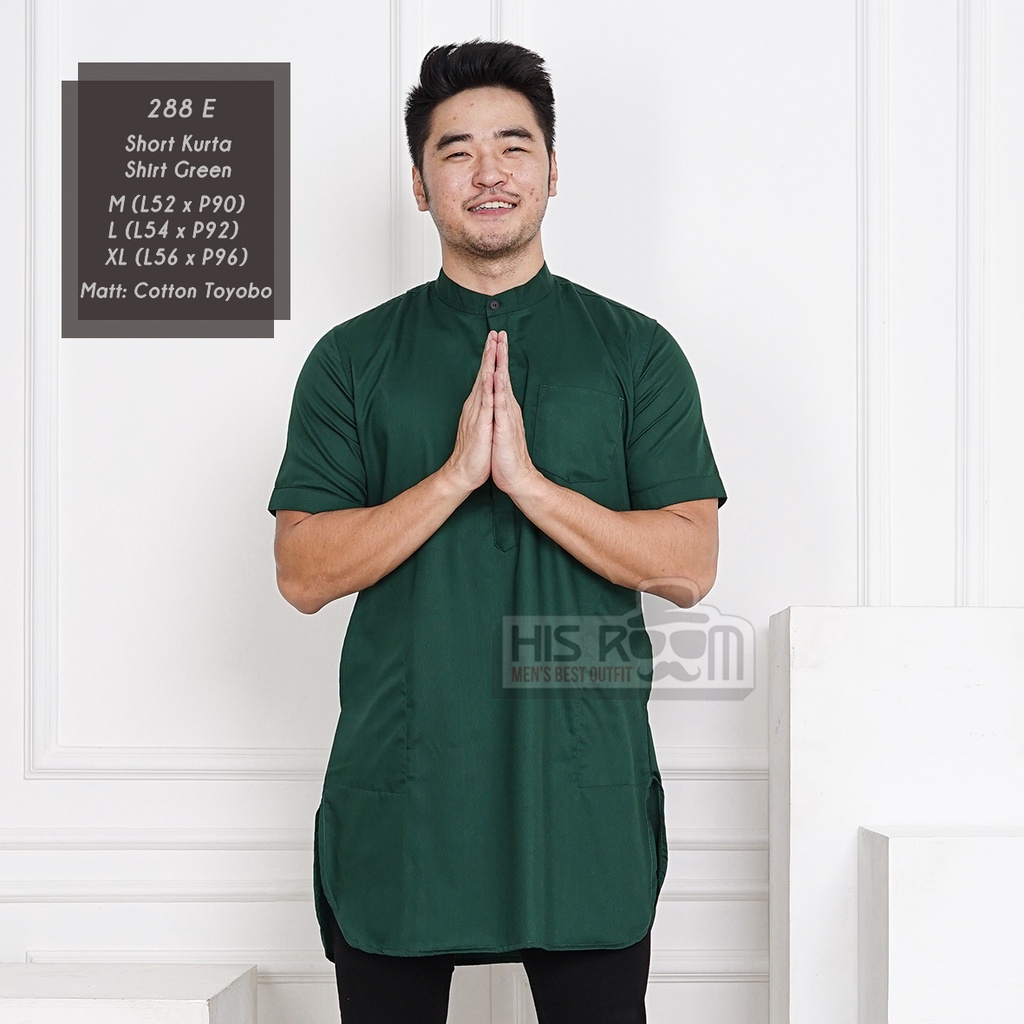 HSRM - Kemeja Pakistan Kemeja Kurta Pria Kemeja Kurta Lengan Pendek Polos 288