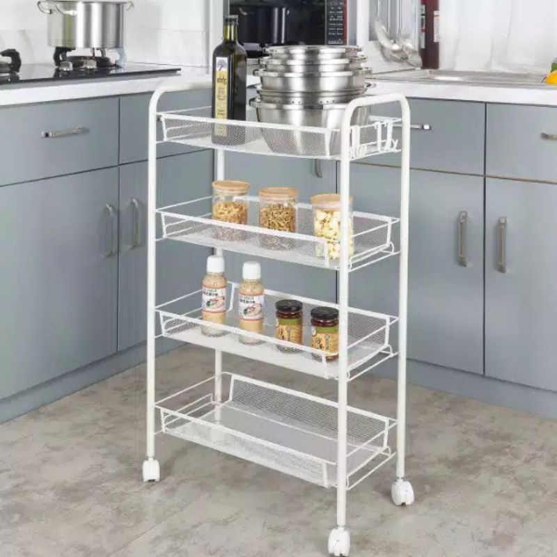 rak troly 4 susun + roda / rak troli 4 susun+roda / rak susun 4 serbaguna / rak troli murah