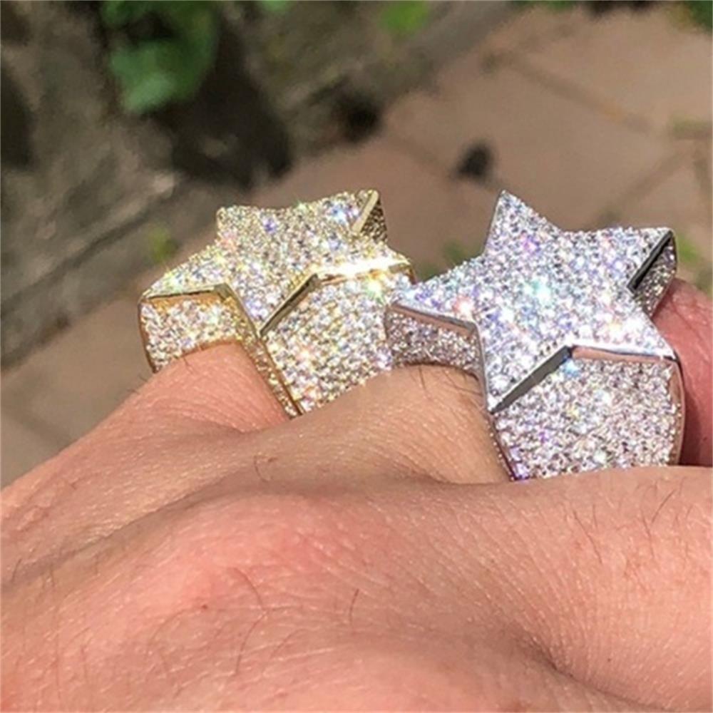 Suyo CZ Bintang Cincin Hadiah Anniversary Mewah Mengkilap Fashion Berlian Hip Hop