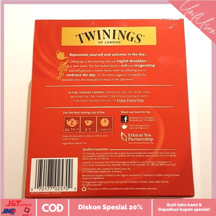 

⭐COD⭐ Twinings English Breakfast 100 Tea Bags