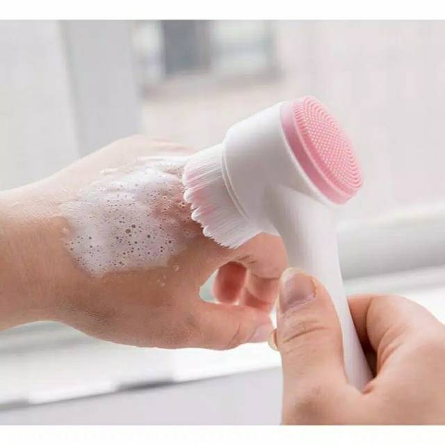 [CLASHOP]FACIAL CLEANSING BRUSH SILIKON 3D ALAT CUCI MUKA 2 SISI ULTRA HALUS IMPOR HIGH QUALITY     A13