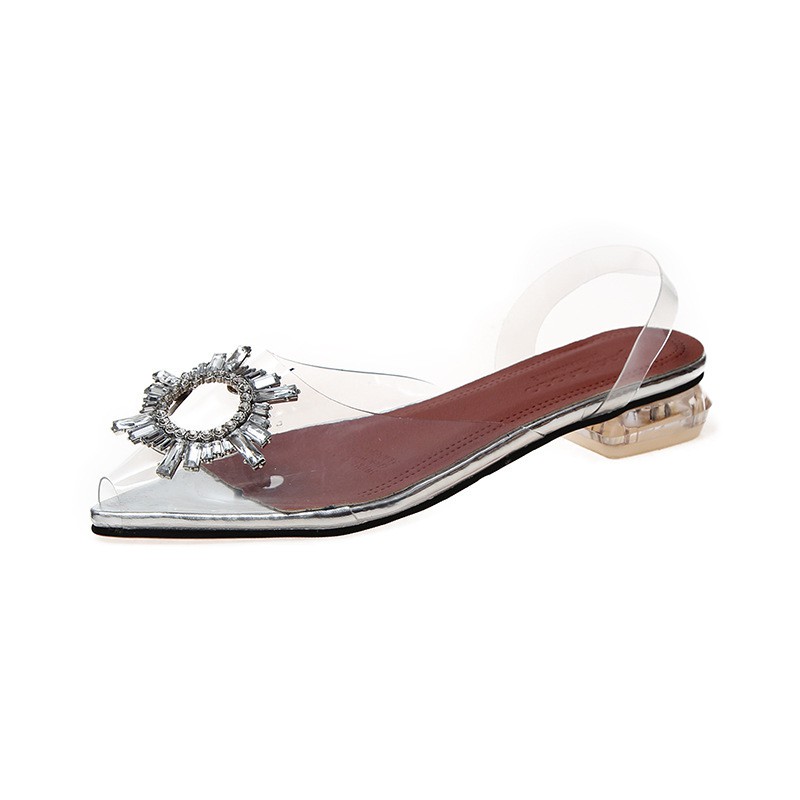 Glass Silver Mirror Transparent PVC Flat Shoes 5049 (Size 35-39)