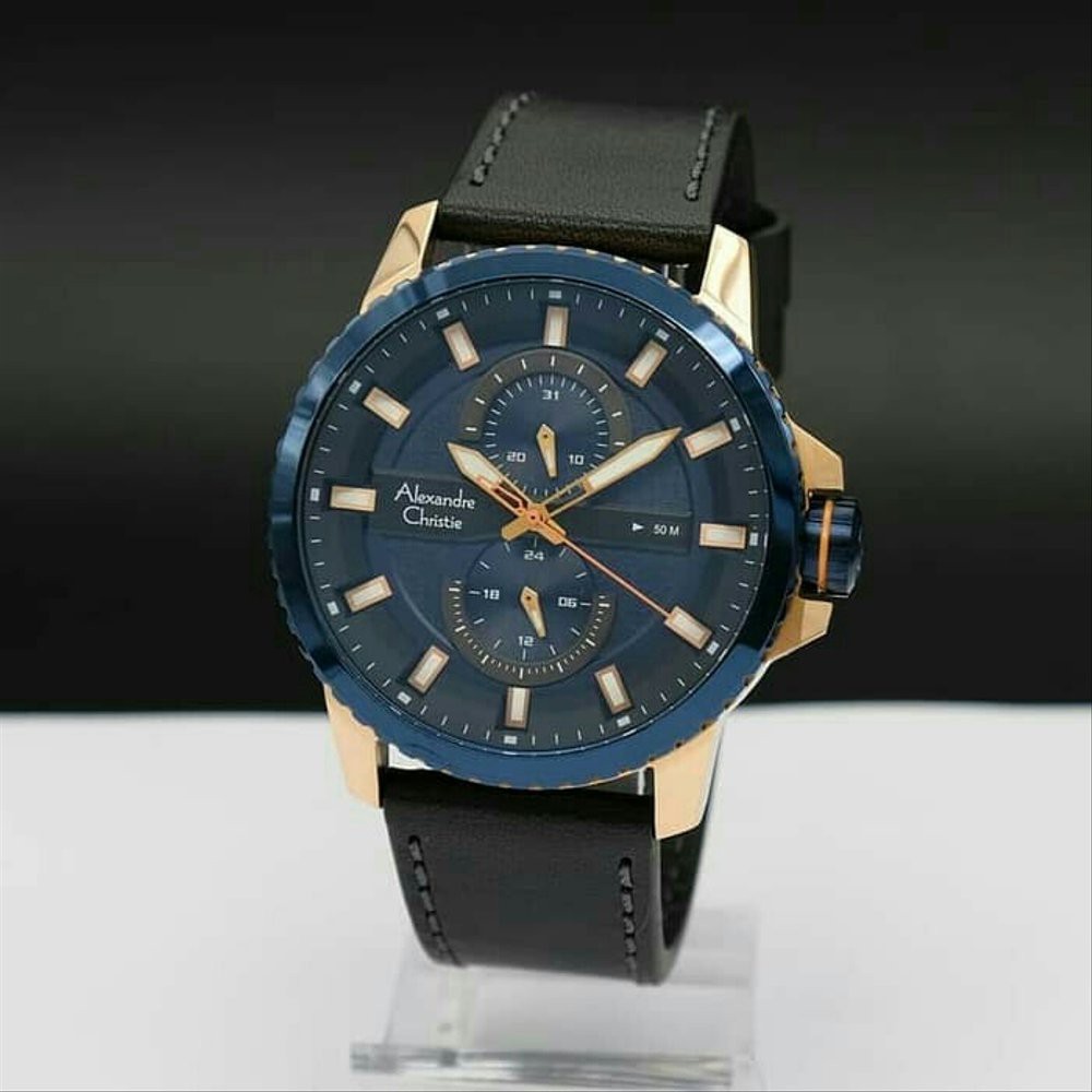 Jual ALEXANDRE CHRISTIE AC6507MC AC 6507 MC BLUE ROSEGOLD JAM TANGAN ORIA ORIGINAL Berkualitas