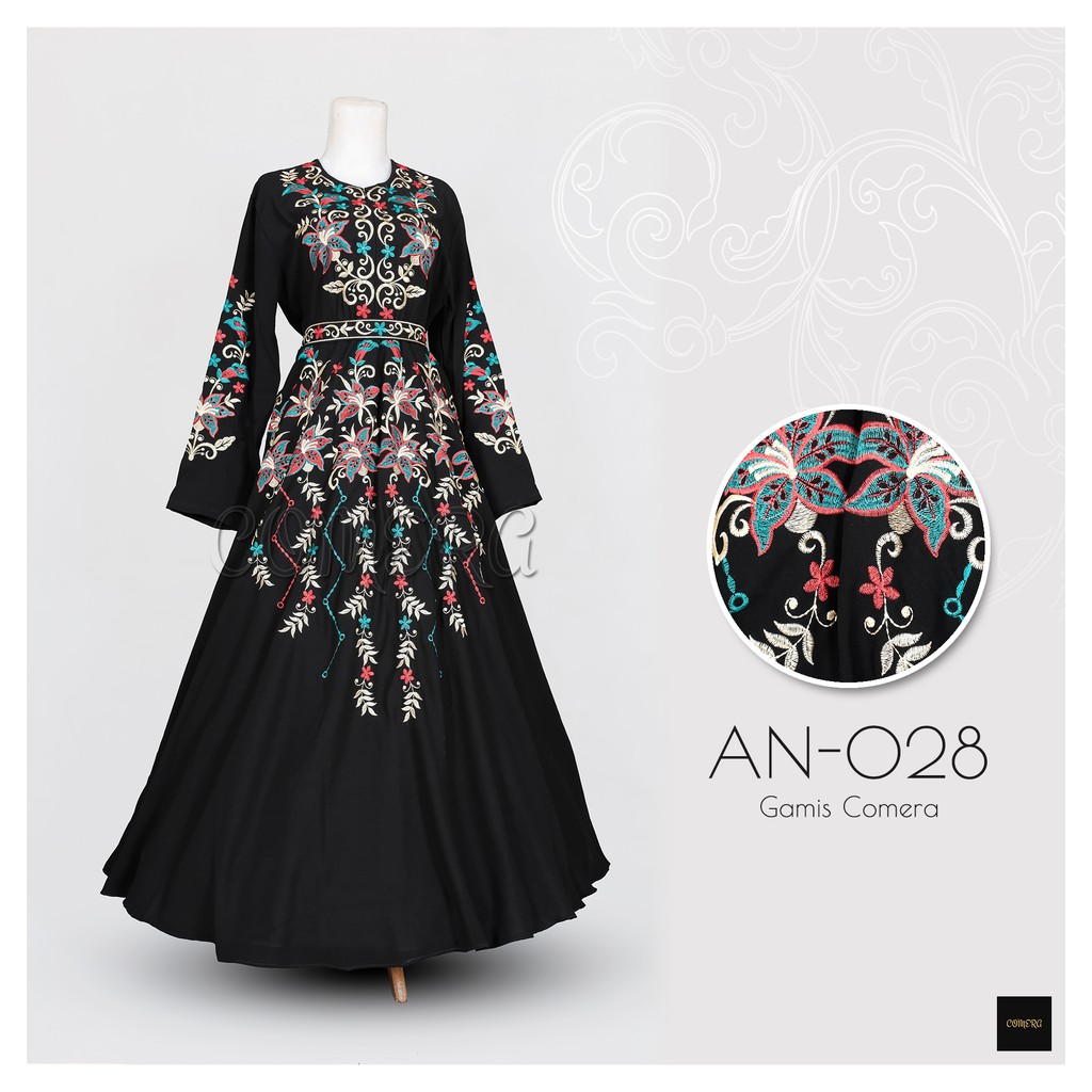 Gamis Comera GY 004 Wolfis Hitam Bordir Shopee Indonesia