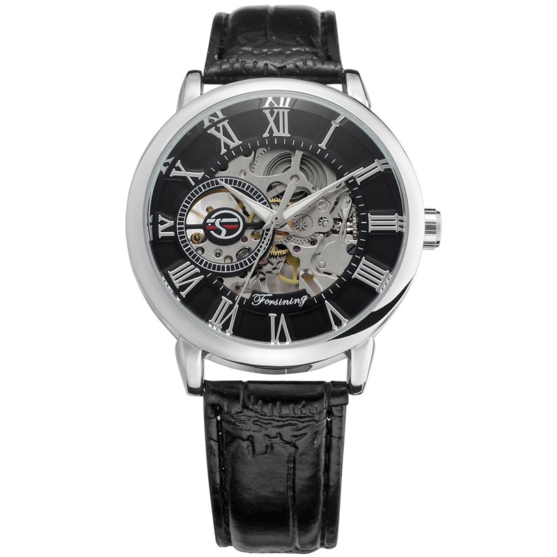 

Asli FORSINING Pria Otomatis Mekanik Menonton Olahraga Kasual Kulit Waterproof Watch