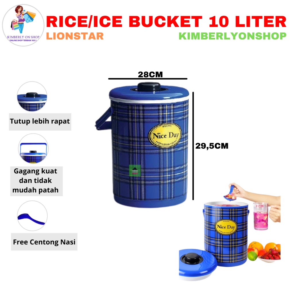 Kimberlyonshop Rice /Ice Bucket 10 Liter 17 Lion Star ( Tempat nasi / es)