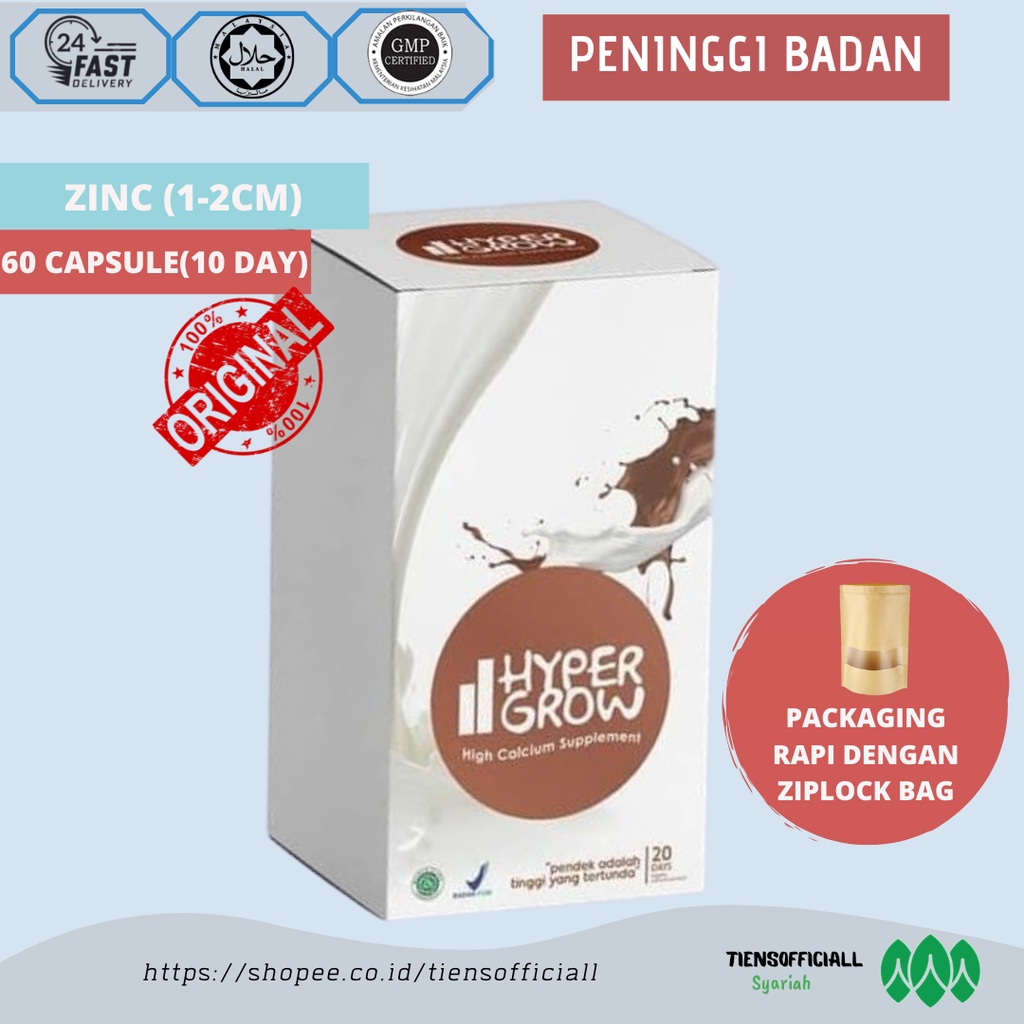 Peninggi Badan Herbal Hypergrowup Obat Tinggi Badan Maksimal Original Calsium Dan Zinc Capsule Heigh
