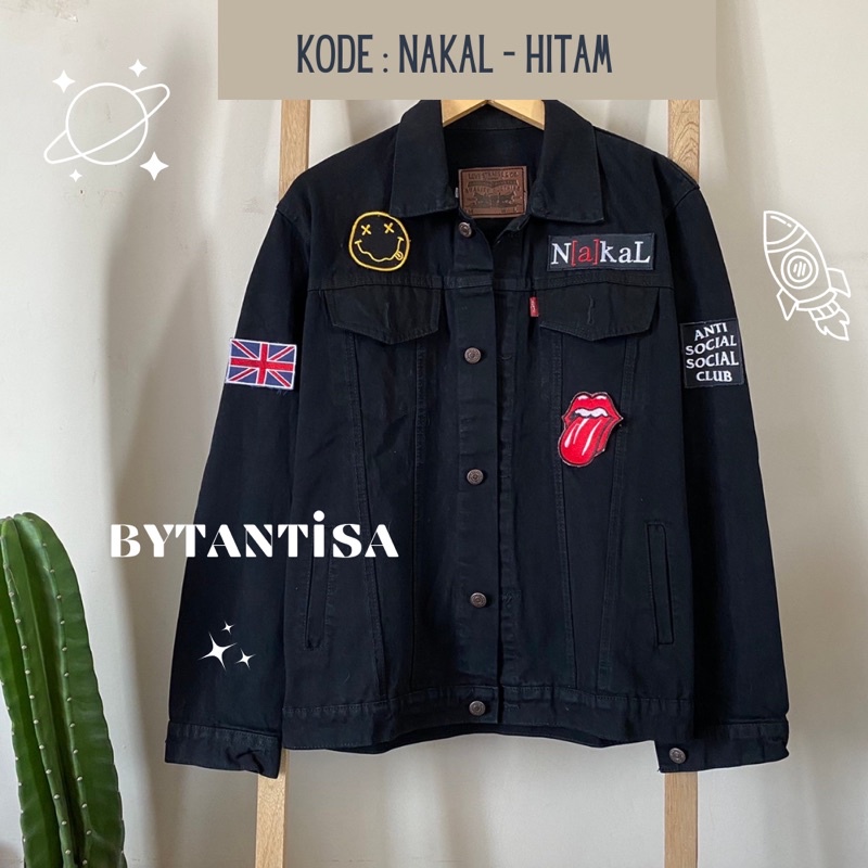 JAKET JEANS DENIM PRIA / WANITA DENGAN PATCH BLACK SERIES | ATASAN JAKET DENIM PARCH BORDIR TEBAL