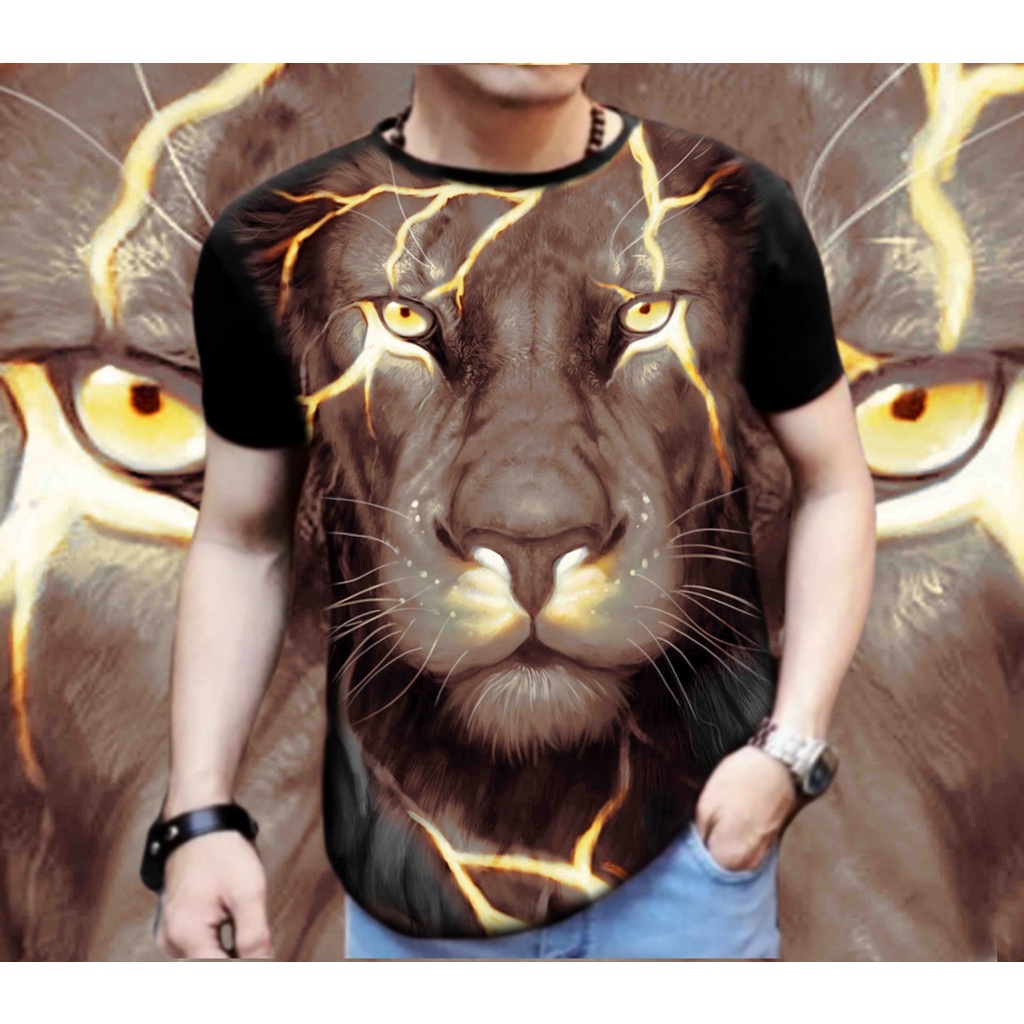 Kaos distro Pria motif Macan Petir / ready size JUMBO XXL / Shalch Trendy