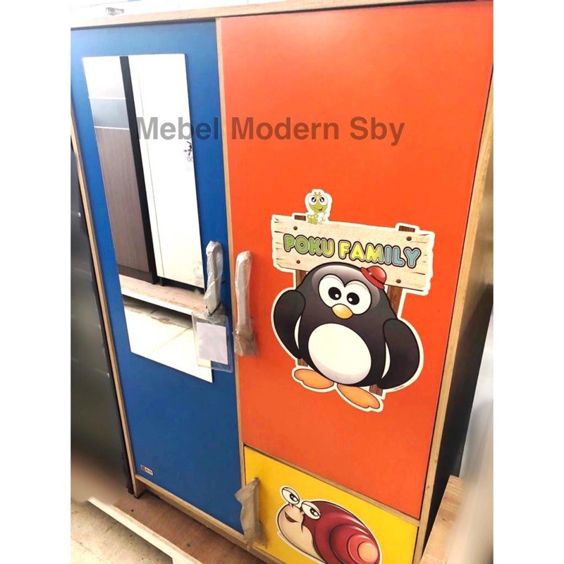 Lemari Baju Anak Poku Kaca 2 Pintu