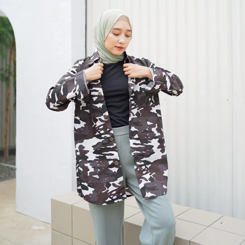 Jaket parka loreng outerwear unisex fashion remaja