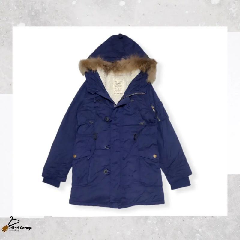 Jaket Parka Sherpa Jacket Cewek Ingni Hoodie Blue Color Vintage