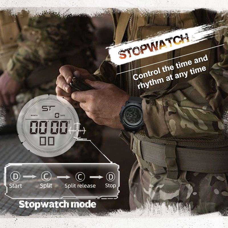 NORTH EDGE TANK New Men's Digital Military Watches 50M Waterproof Sports Stopwatch Watches For Men Date Army Clock