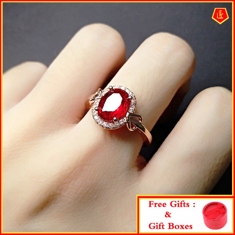 Cincin Rose Gold 18k Dengan Ruby Untuk Wanita