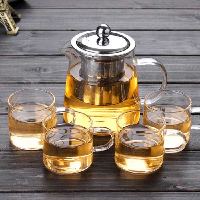 Premium Teko Kaca + Infuser Saringan Teh Kopi Pitcher Teapot 350ml