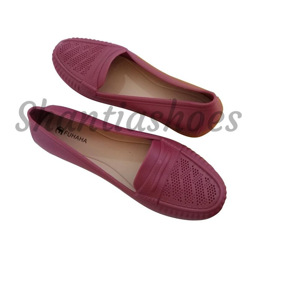 (TERMURAH) Sepatu Karet Wanita Vintage Jelly Flat Fuhaha ,.
