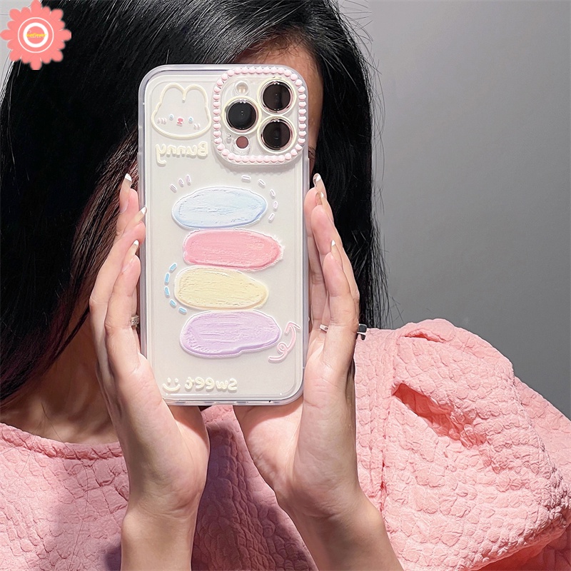 Soft Case TPU Transparan Motif Lukisan Kelinci Untuk IPhone 11 13 12 Pro Max 7Plus 8Plus XR 6 6S 7 8 Plus X XS Max SE 2020 12Pro 13Pro