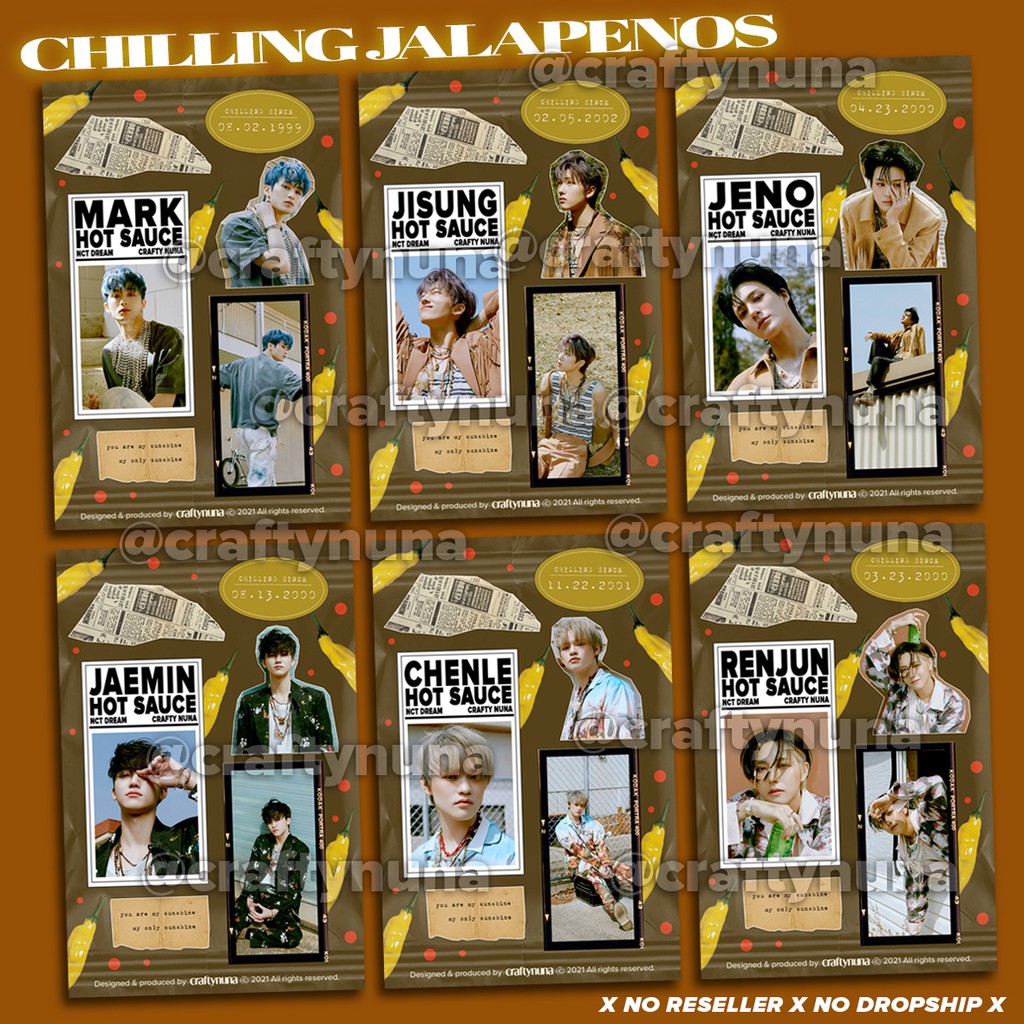 (NC-017) NCT DREAM HOT SAUCE Crazy &amp; Boring Jalapenos DIY Sticker Set by Crafty Nuna 127 stiker kpop jalapeno