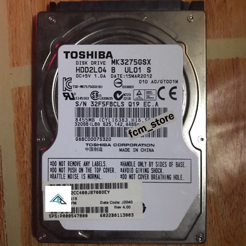 Toshiba HDD 320GB Original