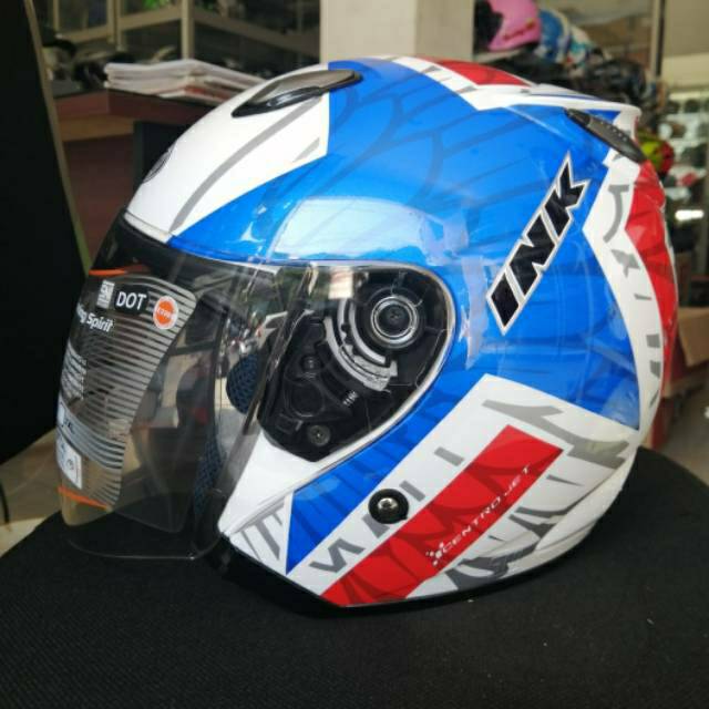 HELM INK CENTRO MOTIF 10 WHITE RED BLUE ORIGINAL HELM INK CENTRO ORI MURAH HELM INK ORIGINAL ASLI