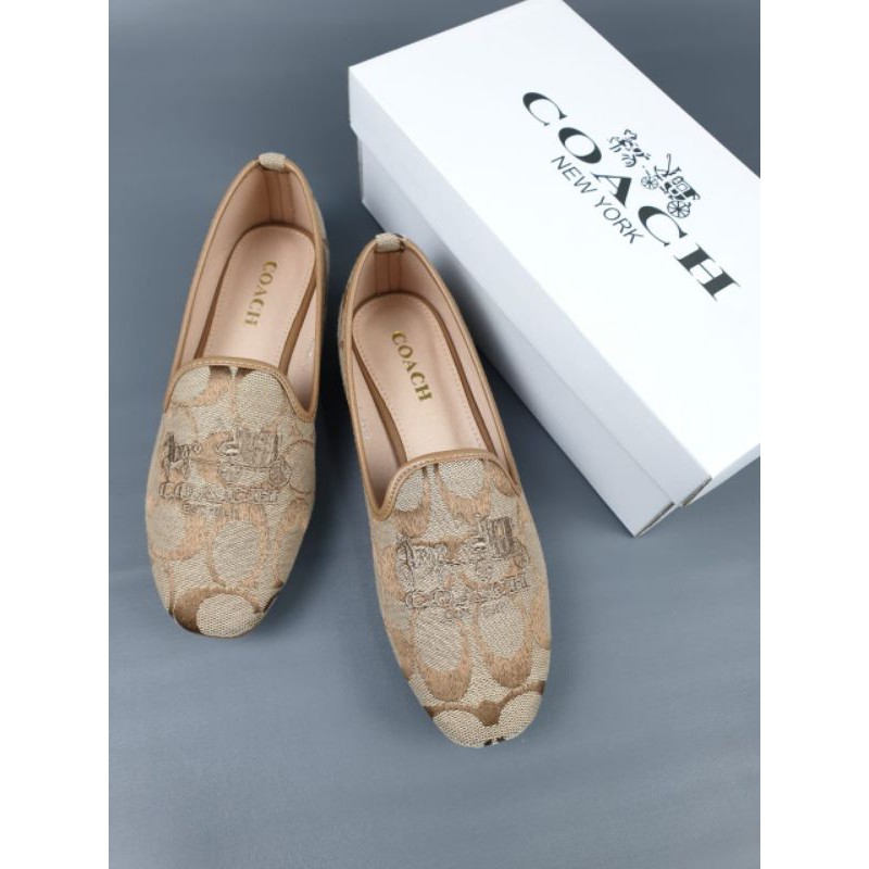 Sepatu flat Coach 0759 cewek wanita Moccasin Embroidery Logo