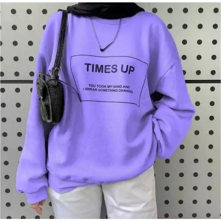 sweater crewneck wanita time up oversize terbaru