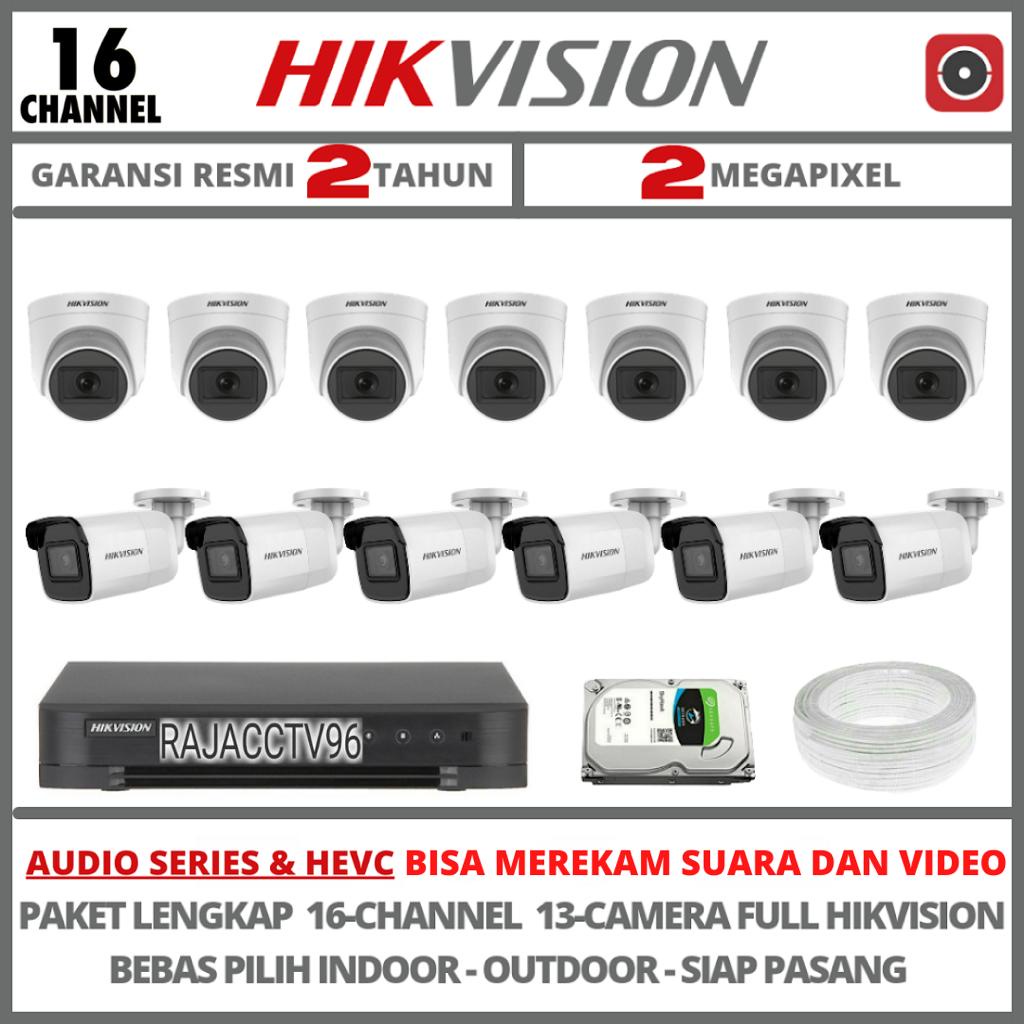 PAKET CCTV HIKVISION AUDIO SERIES 16 CHANNEL 13 CAMERA 2MP TURBO HD 1080P KAMERA CCTV