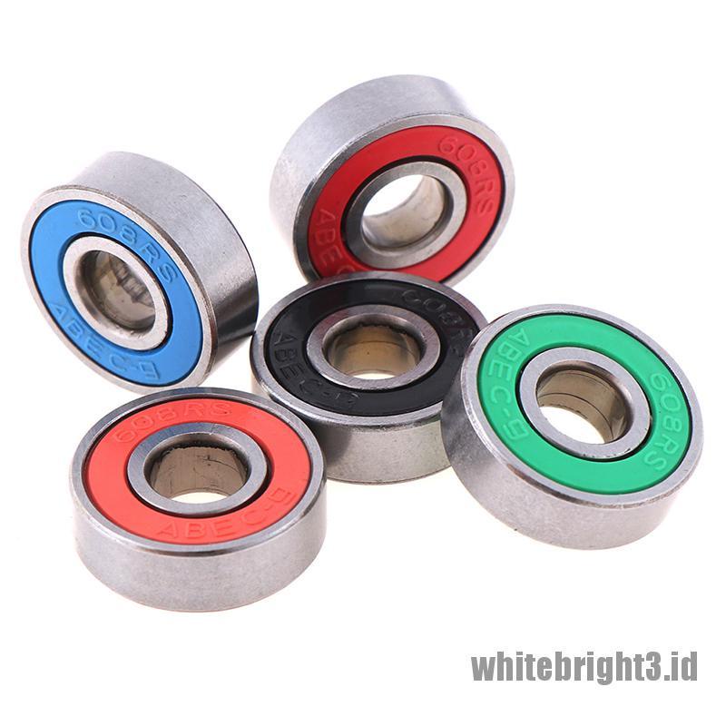 ❤White3 Warna Putih❤ 5pcs ABEC-9 608RS Roda Bola Segel Untuk skateboard / Skuter