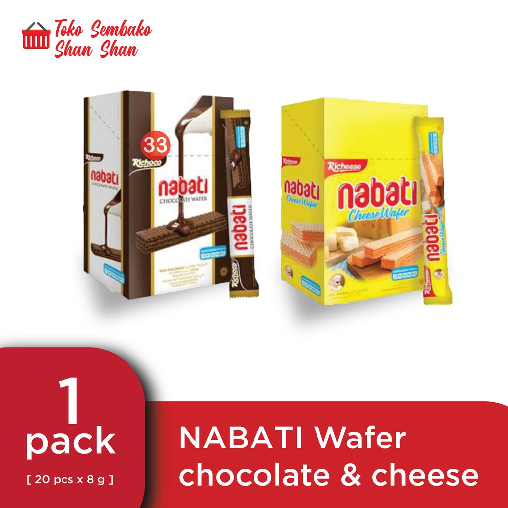 

NABATI WAFER CHOCOLATE & CHEESE 8 GR SATUAN DAN PACKAN MURAH