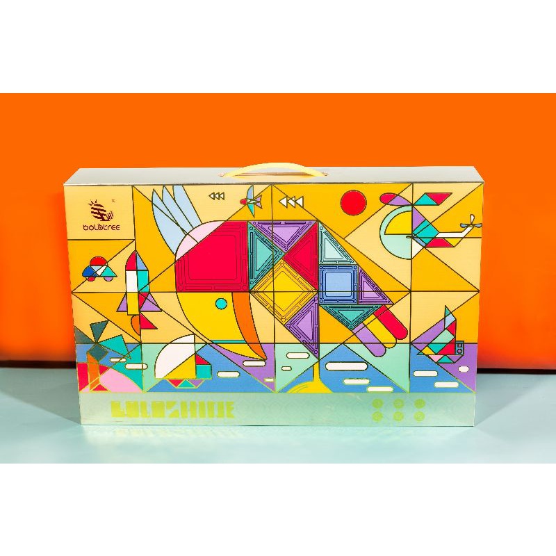 Gift box Top magnetic tiles 108 pcs with online course /setara connetix/mainan edukasi/happychild