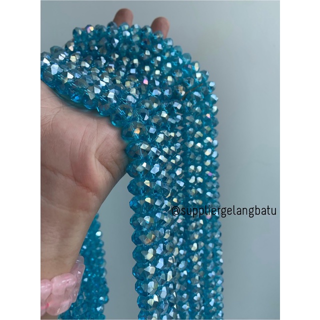 Crystal Ceko 12mm Soft Blue QUARTZ kristal kuarsa biru laut bahan craft bahan kalung gelang anting strap mask kerajinan tangan craft citayam fashion week etink vintage elegan bali manik crystal perhiasan