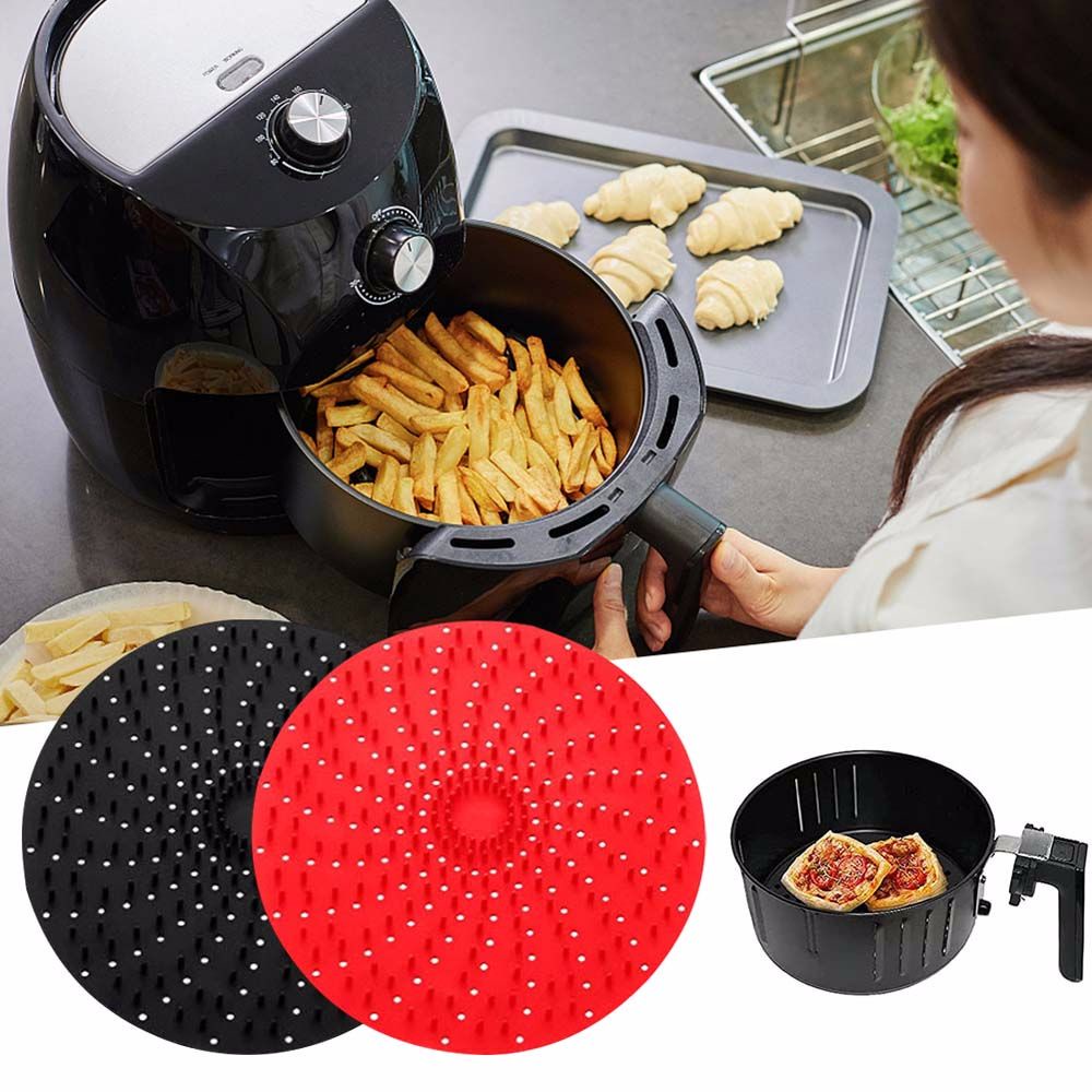 Quinton Alas Air Fryer Bentuk Bulat Bahan Silikon Anti Lengket Reusable