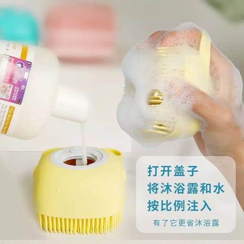 (COD) Sikat Mandi Bahan Silikon Lembut Sikat Badan Kepala Shower Brush Silicone Dispenser Sabun