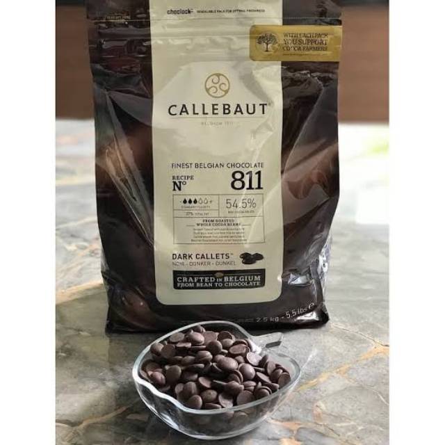 

Callebaut 811 Dark Chocolate callets 2,5 import 54,5% coklat couverture / cokelat coin / koin belgia