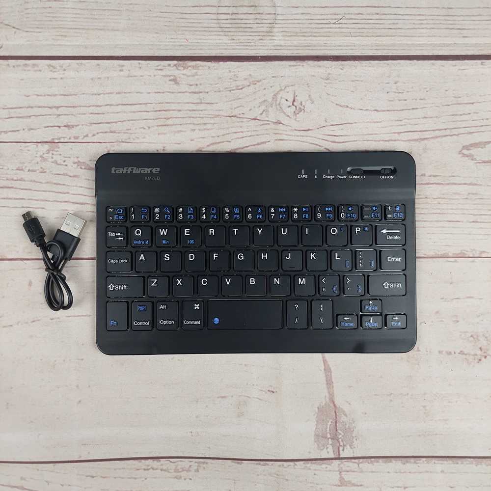 Wireless Bluetooth Keyboard Rechargeable / Wireless Bluetooth Keyboard Rechargeable Murah Berkualitas / Keyboard Wireless Bluetooth Modern Warna Hitam Bentuk Minimalis Dengan Design Yang Slim Dan Tipis / Keyboard Bluetooth Batrai