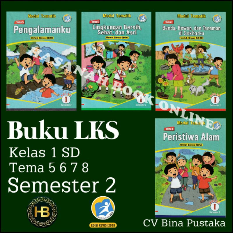 Buku LKS Kelas 1 SD Tema 5678 Semester 2 - Cover TERBARU - MODUL TEMATIK - Kurikulum 2013