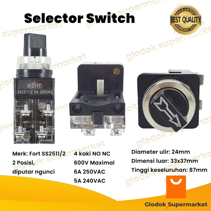 Saklar Selector Switch 2 Posisi On Off 2 Step Fort SS2511/2