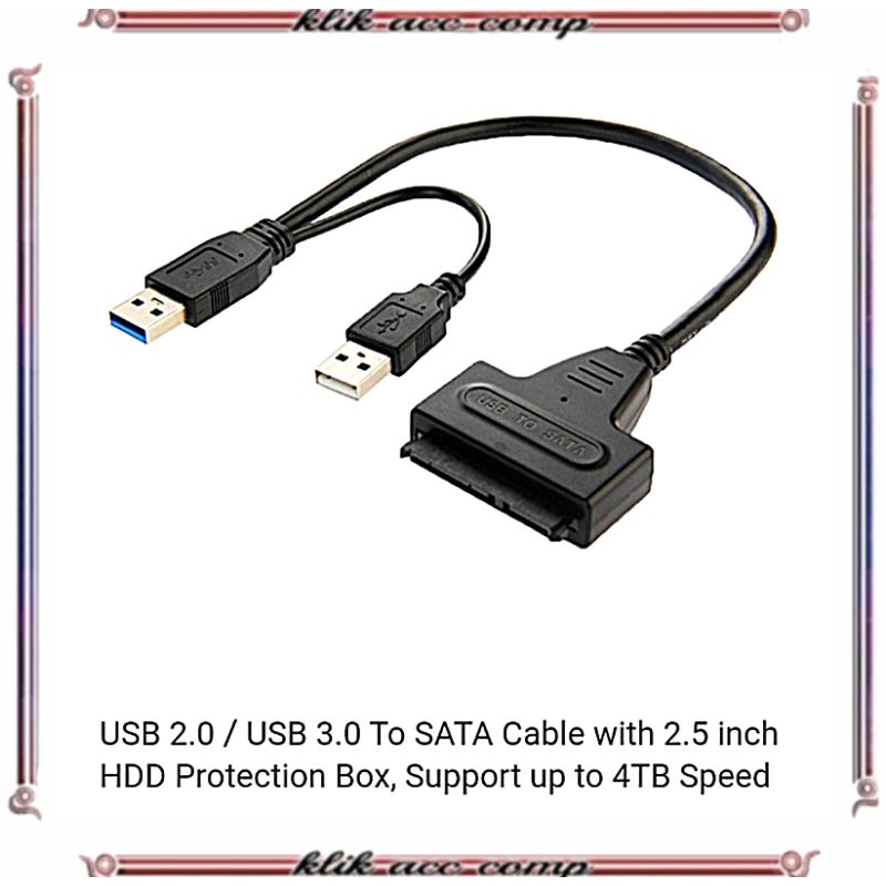 Kabel SATA to USB 3.0 HDD SSD 2.5 Inch Adapter Eksternal Laptop Cable A