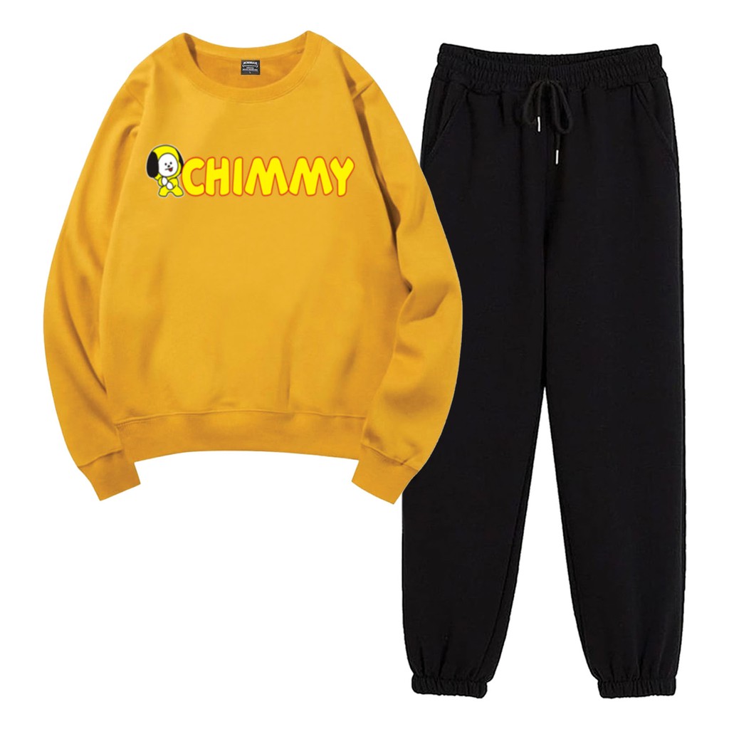 BESS - Baju Setelan Wanita Murah / Setelan Sweater + Jogger Hitam - CIMY FONT