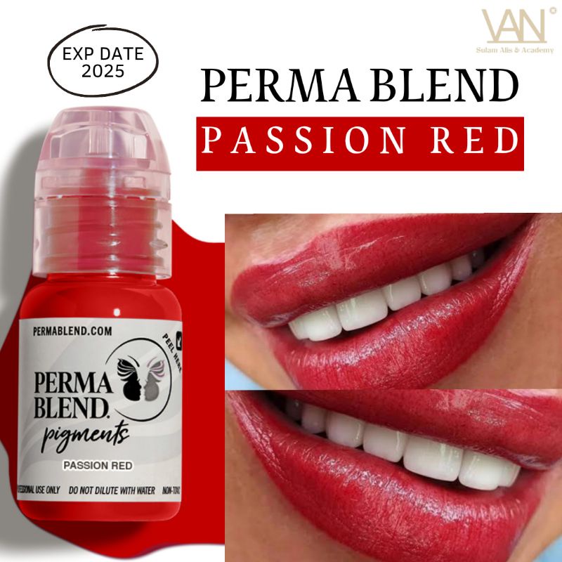 TINTA SULAM BIBIR ORIGINAL PERMABLEND MADE IN USA PASSION RED 15 ML