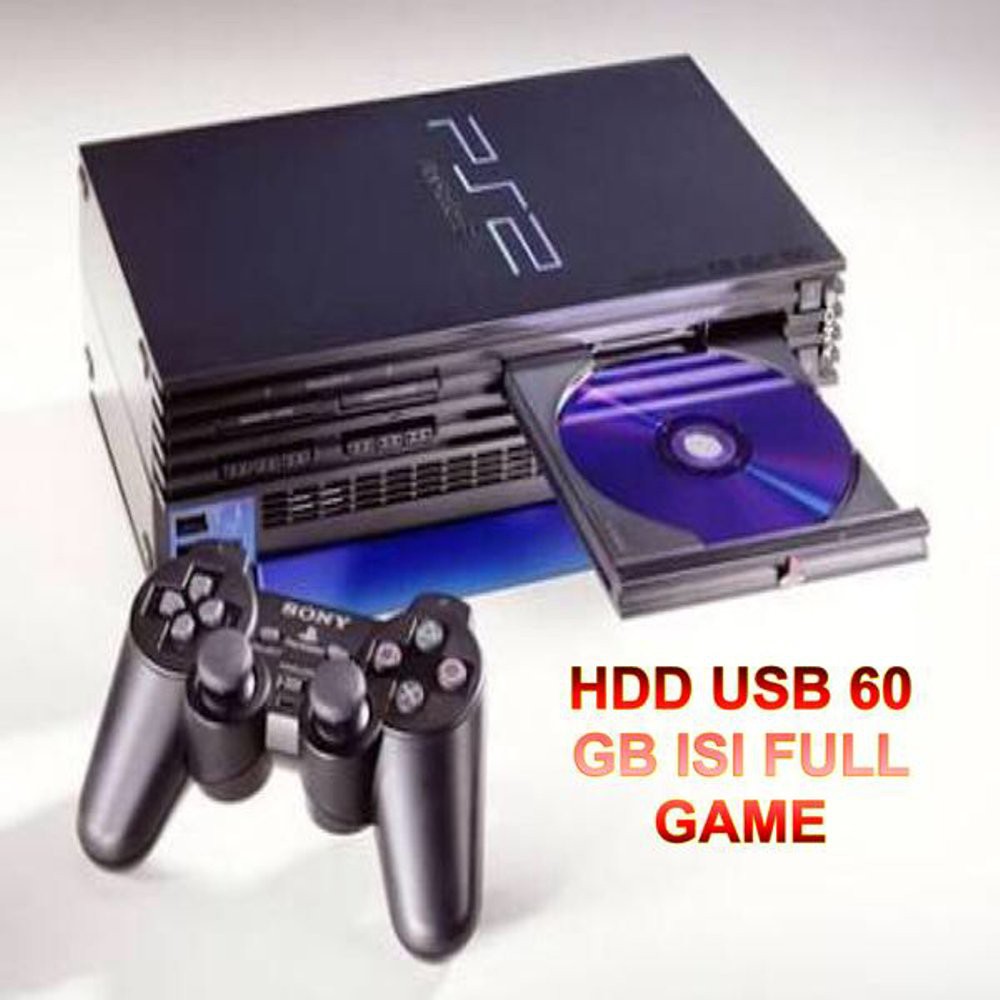 Murah  Baru  Paket Ps2 Fat Tebal Seri 5 Multi Optik + Hdd 60 Gb Playstation Sony