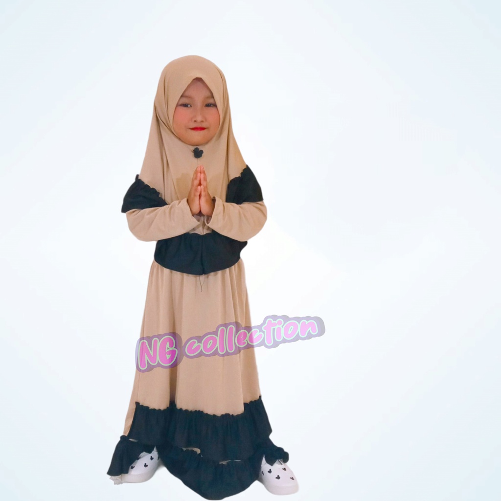 Gamis anak+kerudung 1-3 tahun murah RANDOM bahan jersey