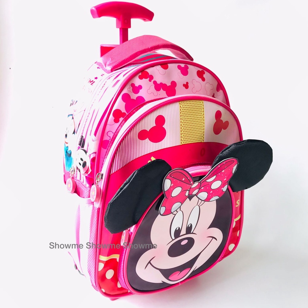 SHOWME TAS TROLI DORONG ANAK SEKOLAH TK &amp; PLAY GROUP KARAKTER PEREMPUAN MINI PINK CUTE