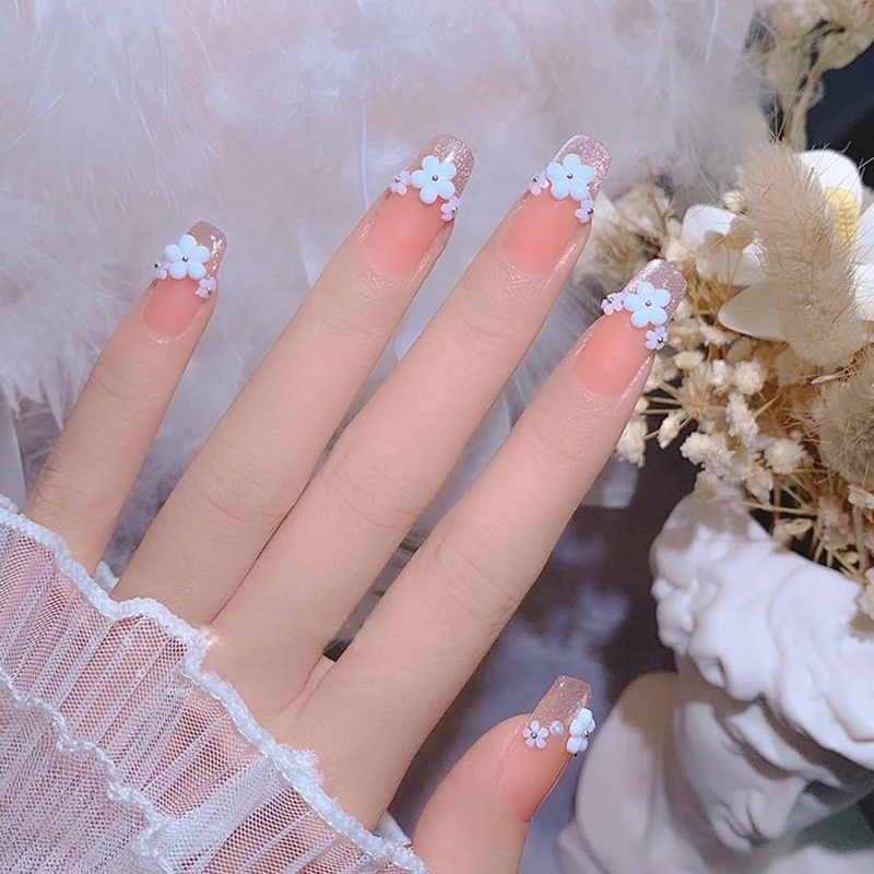 6 Grid / Kotak Stiker Kuku 3D Bentuk Kelopak Bunga Dapat Berubah Warna Untuk Dekorasi Nail Art