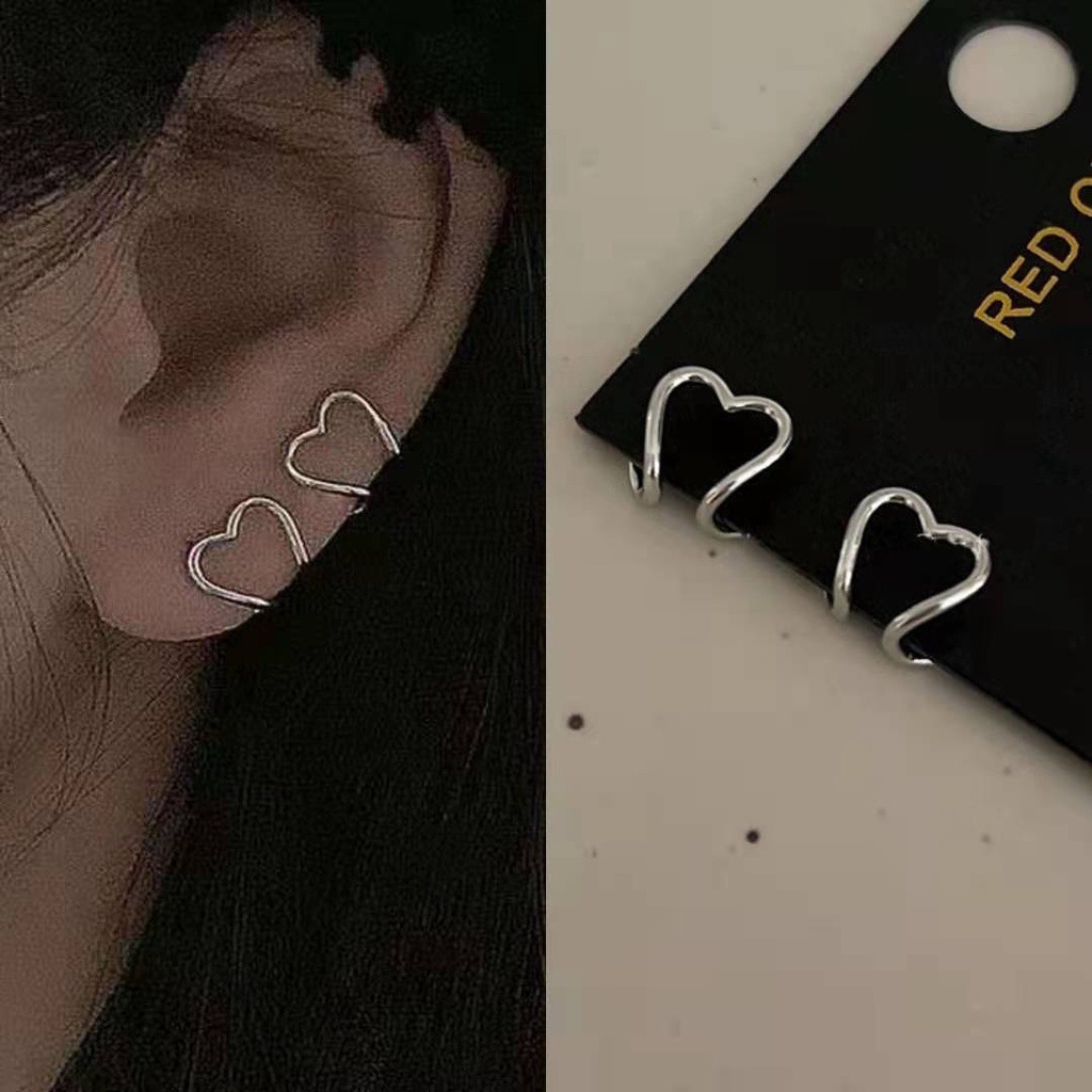 YEEZII Set Anting Stud Bentuk Hati Besar Aksen Mutiara Warna Emas Perak Gaya Retro Untuk Wanita