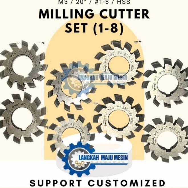 

Gear Involute Cutter M3 No 1 - 8 Pa20 / Involute Milling Cutter M3