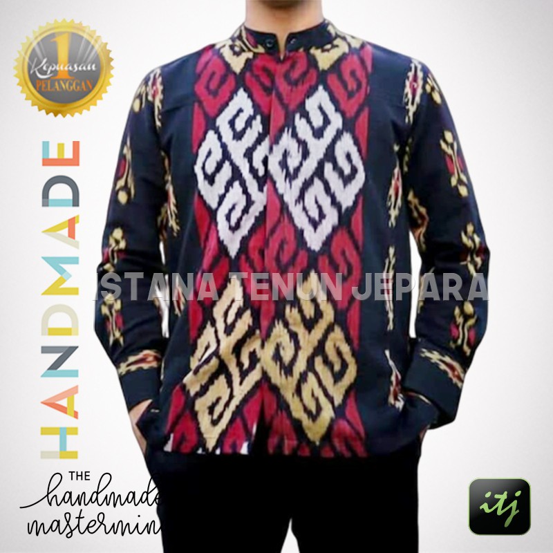 Kemeja Batik Pendek / Hem Tenun Pria Etnik Motif Toraja